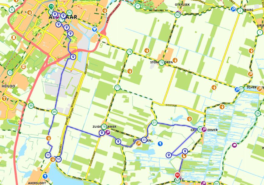 alkmaar - noordeinde route op de kaart